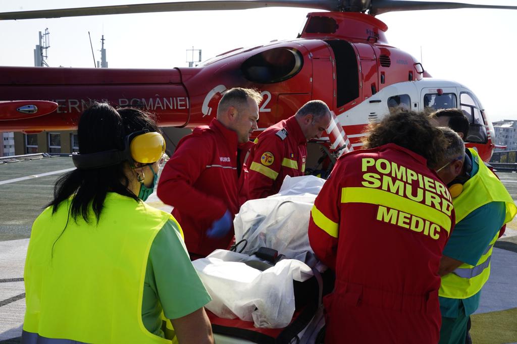 Astazi , 07.11.2022 , primul pacient transportat cu elicopterul de pe heliportul S.J.U. Bacau.